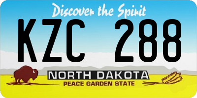 ND license plate KZC288