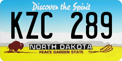 ND license plate KZC289