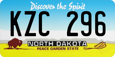 ND license plate KZC296