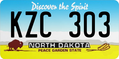 ND license plate KZC303