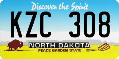 ND license plate KZC308
