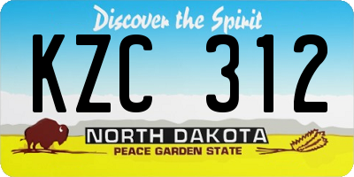 ND license plate KZC312