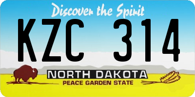 ND license plate KZC314