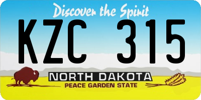 ND license plate KZC315