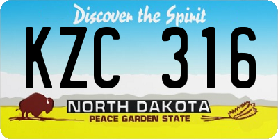 ND license plate KZC316