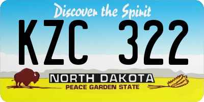 ND license plate KZC322