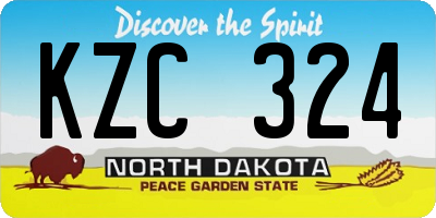 ND license plate KZC324