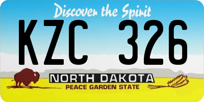 ND license plate KZC326