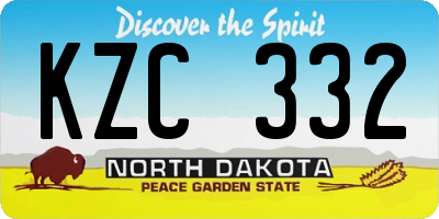 ND license plate KZC332