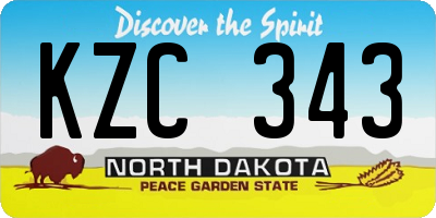ND license plate KZC343