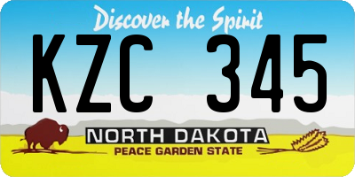 ND license plate KZC345