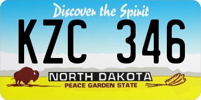ND license plate KZC346