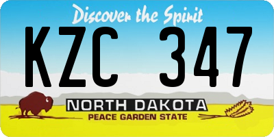 ND license plate KZC347