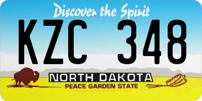 ND license plate KZC348