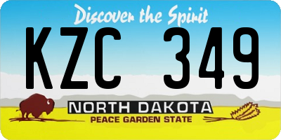 ND license plate KZC349