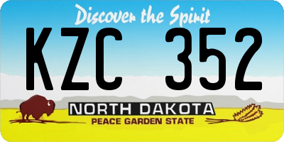 ND license plate KZC352