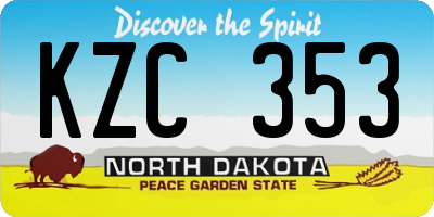 ND license plate KZC353