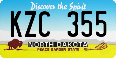 ND license plate KZC355