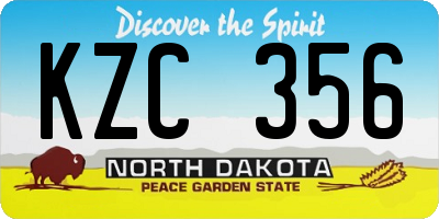 ND license plate KZC356