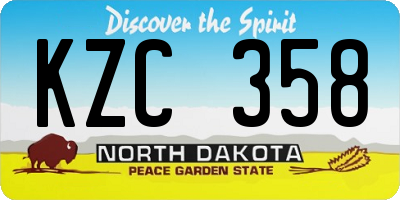 ND license plate KZC358