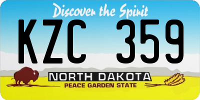ND license plate KZC359