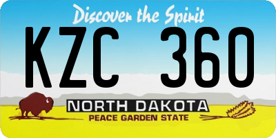 ND license plate KZC360