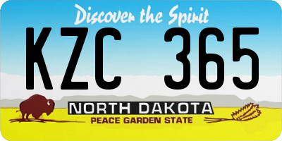 ND license plate KZC365