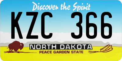 ND license plate KZC366