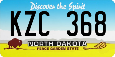 ND license plate KZC368