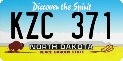 ND license plate KZC371