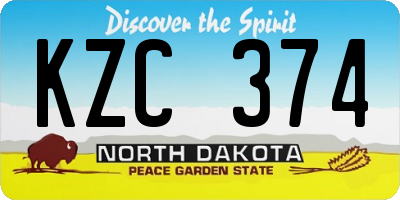 ND license plate KZC374