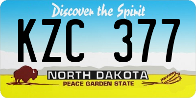 ND license plate KZC377