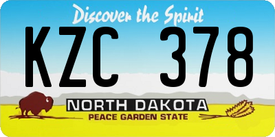 ND license plate KZC378