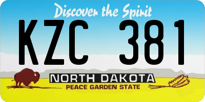 ND license plate KZC381