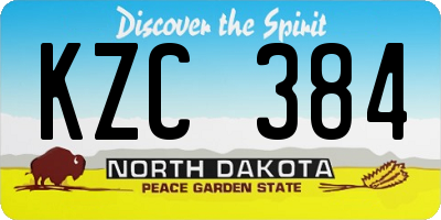 ND license plate KZC384