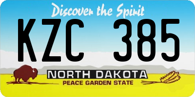 ND license plate KZC385