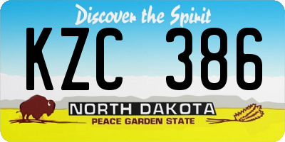ND license plate KZC386