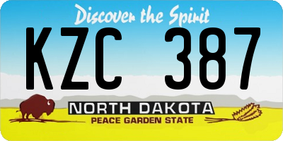 ND license plate KZC387