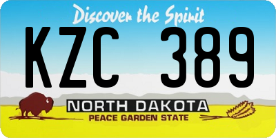 ND license plate KZC389