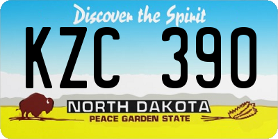 ND license plate KZC390