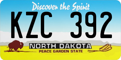ND license plate KZC392