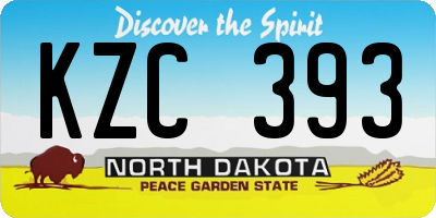 ND license plate KZC393