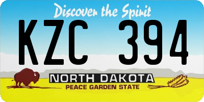 ND license plate KZC394