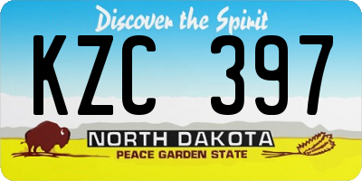 ND license plate KZC397