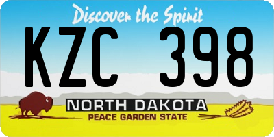 ND license plate KZC398