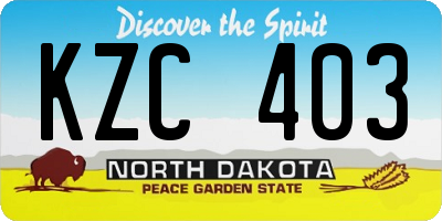 ND license plate KZC403