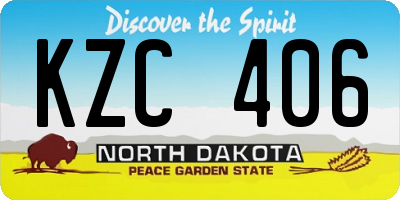 ND license plate KZC406