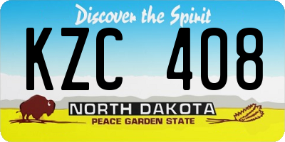 ND license plate KZC408