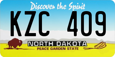 ND license plate KZC409