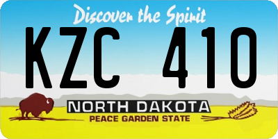 ND license plate KZC410
